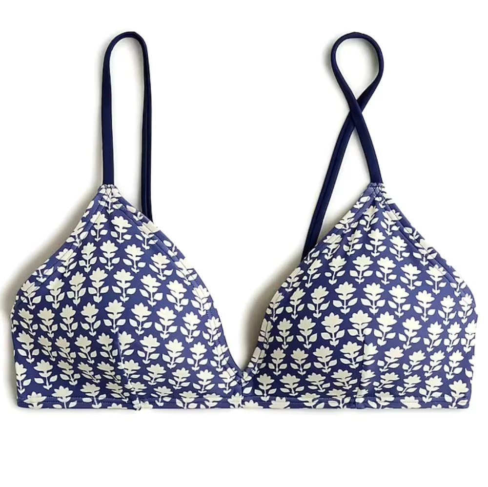J.Crew plus floral Moderate Coverage french bikini top, 3XL, blue
